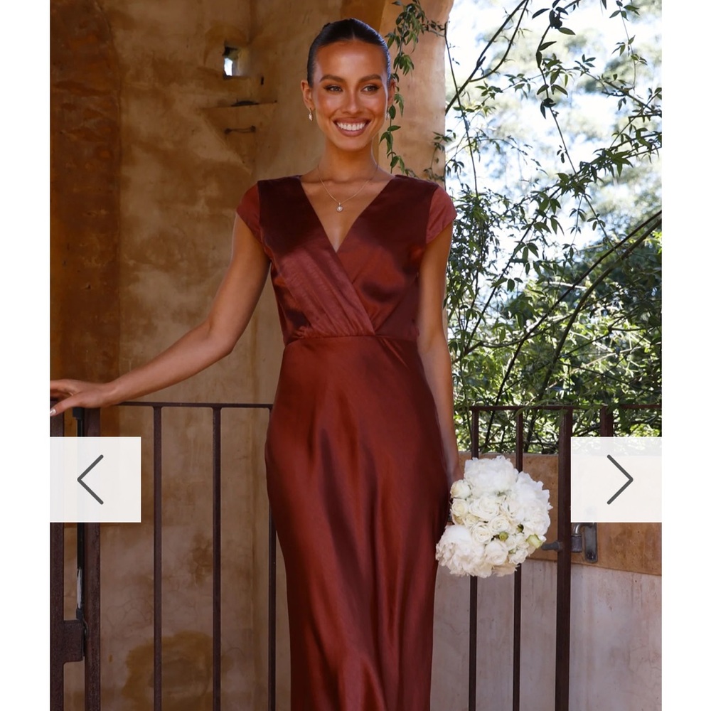 Chic Satin Wedding Dress in Rust
